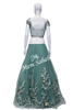 Crop Skirt Olive Green Designer Leather and Gota Work Blouse and Skirt