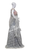 Crop Skirt Peach Mirror Blouse Grey Leather Work Skirt and Ruffle Dupatta