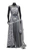 Crop Skirt Silver Designer Long Jacket Blouse and Lycra Umbrella Skirt