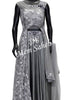 Crop Skirt Silver Designer Long Jacket Blouse and Lycra Umbrella Skirt