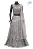 Crop Skirt Silver Grey Blouse with Designer Multi Layer Skirt