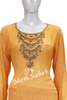 Dress Orange Sequin woven Top Unstitch with Palazzo Pant and Dupatta