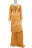 Dress Orange Sequin woven Top Unstitch with Palazzo Pant and Dupatta