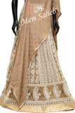 Gown Gold Colour Attach Dupatta with Hand and Chickan Work