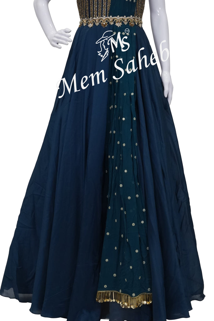 Silk Designer Layered Indowestern Gown LD000506
