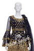 Indo Western Indigo Blue Assymetrical Frock Top with Gharara Pant