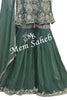 Indo Western Olive green Designer Frock Top Stone work and Gharara pant