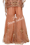 Indo Western Peach Party wear Top and Gharara with Stylish Dupatta