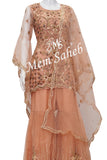 Indo Western Peach Party wear Top and Gharara with Stylish Dupatta