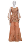 Indo Western Peach Party wear Top and Gharara with Stylish Dupatta