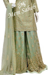 Indo Western Pista Colour all over Thread work with Palazzo Pant