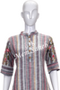 Kurti Cotton Grey with multi colour stripes and Embroidery Elbow Sleeves