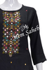 Kurti Dark Grey Silk with Three fourth Sleeves and Mirror Embroidery
