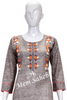 Kurti Light Brown Cotton with contrast work and three fourth sleeves