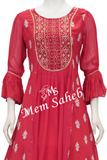 Kurti Pink Georgette Floor Length with Sequin and Thread Embroidery