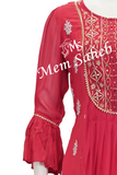 Kurti Pink Georgette Floor Length with Sequin and Thread Embroidery