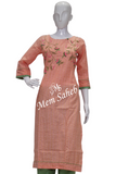 Kurti Set Cotton with Mirror and Thread Embroidery having Contrast Pant