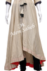 Kurti Set Cream Gold assymmetrical Designer Silk Top with Narrow pant