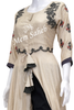 Kurti Set Cream Gold assymmetrical Designer Silk Top with Narrow pant