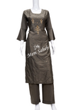 Kurti Set Grey Silk Top Designer with Bell Sleeves and palazzo