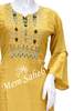 Kurti Set Mustard Silk Top with Bell Sleeves and Contrast Pant