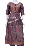 Kurti Set Purple Frock Style Silk Top with Floral print and Palazzo