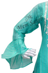 Kurti Silk Sea Green with Pearl work and Bell Sleeves