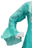 Kurti Silk Sea Green with Pearl work and Bell Sleeves