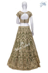 Bridal Ghagra Choli Olive Green Nett with Embroidery and Gota work