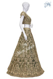 Bridal Ghagra Choli Olive Green Nett with Embroidery and Gota work