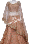 Bridal Ghagra Choli Peach Colour with Designer Blouse and Cape Dupatta