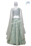 Bridal Ghagra Choli Pista Green Fancy Embroidery and Designer Sleeves