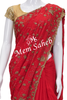 Bridal Saree Red Chinnon with delicate all over Hand Embellishments