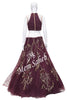 Crop Skirt Wine Nett with Designer Blouse having Fancy Dupatta and Skirt