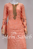 Dress Peach Georgette self embroidery and Designer Dupatta