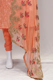 Dress Peach Georgette self embroidery and Designer Dupatta