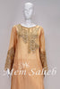 Dress Peach Silk with Designer Sleeves and Chiffon Dupatta