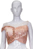 Crop Skirt Peach Nett with Designer Blouse and Multi Layer Skirt