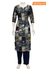 Kurti Set Silk Multi Colour with Digital Print and Contrast Pant