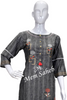 Kurti Cotton Grey Stripes with Embroidery Flowers