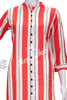 Kurti Cotton White with Tomato Pink Stripes and Collar Neck