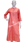 Kurti Pink Cotton with Ikkat Weaving and Mirror work