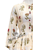 Kurti Rayon Cream with Multi colour Print and Embroidery
