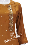 Kurti Set Mud Brown Silk Top with Embroidery and contrast Palazzo