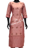 Kurti Set Onion Pink Tusser Silk Top with Embroidery having Cotton Pant