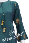 Kurti Set Peacock Blue Silk short top with bell sleeves and Dhoti pant