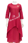 Kurti Set Pink Party wear Double layer Top & Contrast Pant