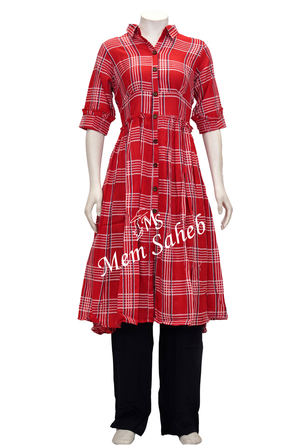 Surmee Cotton Dress Green Checked | Sepia Stories