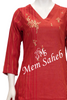Kurti Set Rust Cotton Umbrella Top with Embroidery and Contrast Pant
