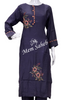 Kurti Set Steel Blue Silk with Pant and Top having hand Embroidery